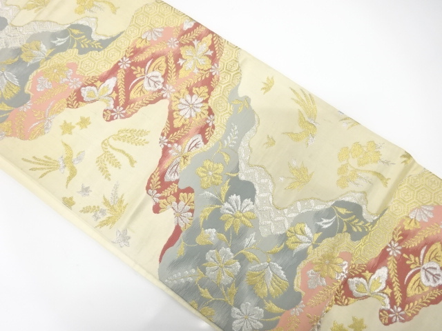 JAPANESE KIMONO / ANTIQUE FUKURO OBI / SILK / WOVEN MICHINAGADORI